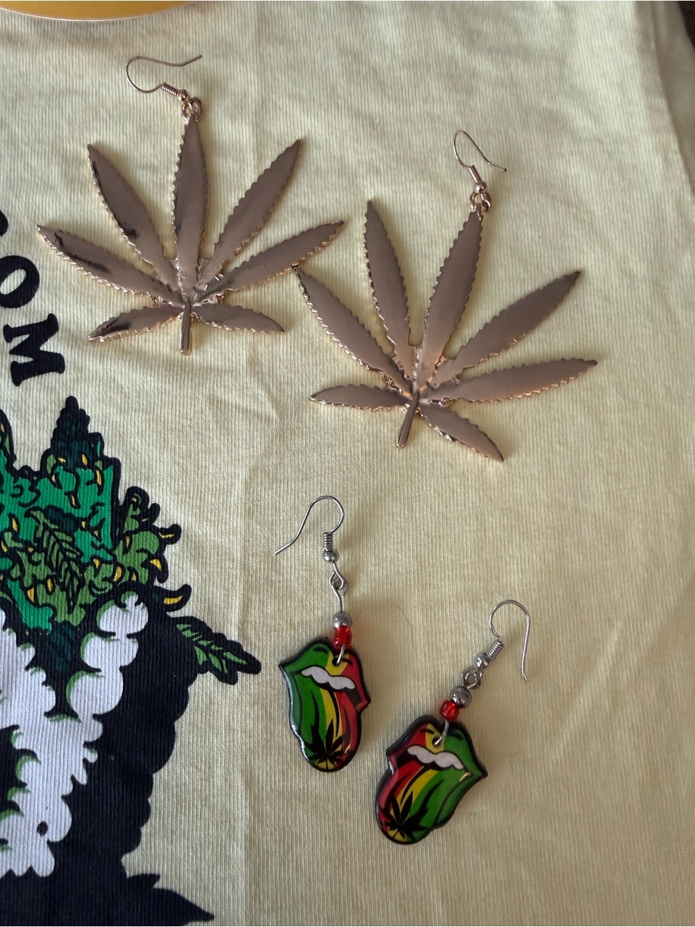 BUNDLE💚Pardy Time "Happy Valley" Graphic Tee, slipper socks & earrings